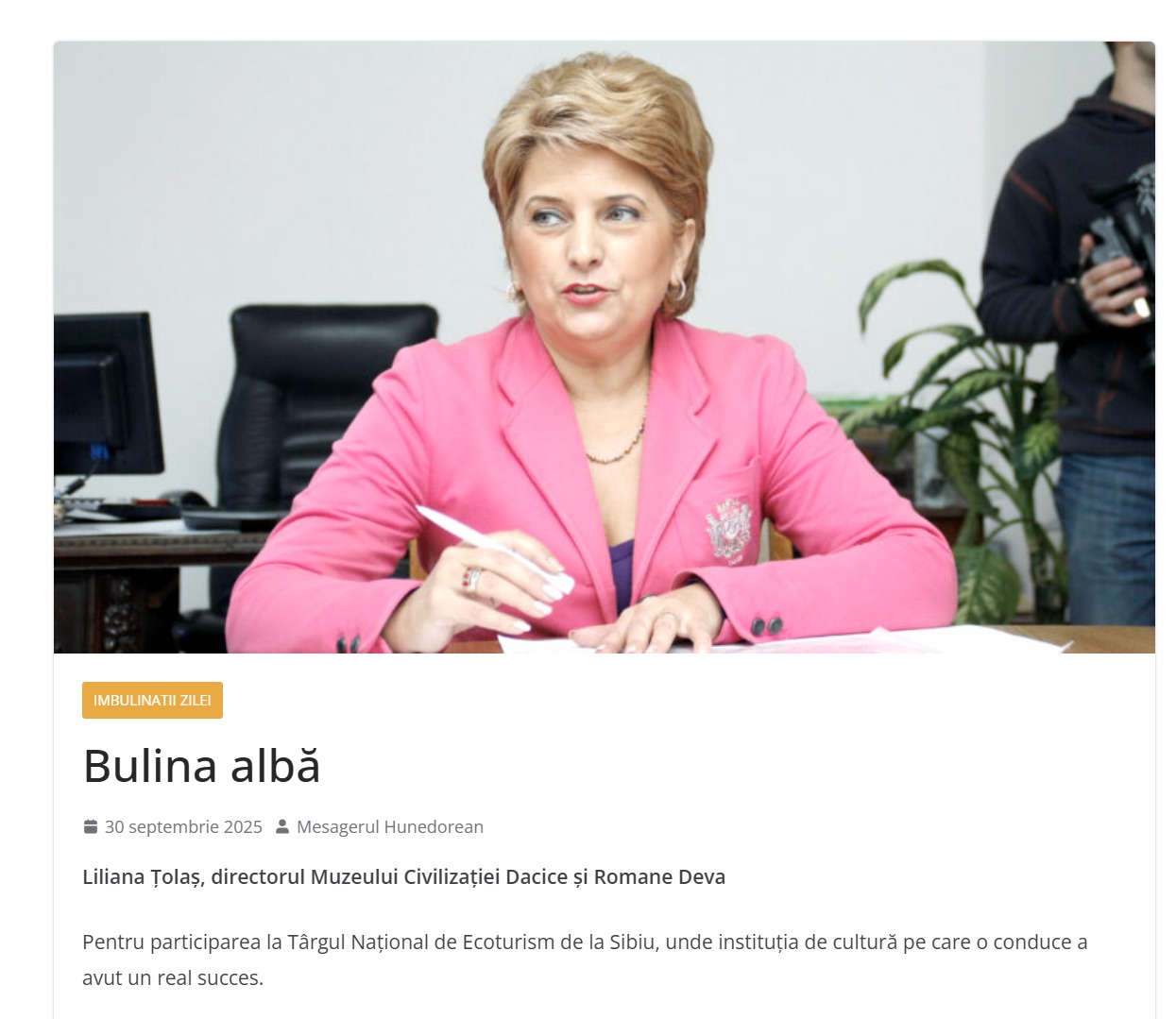Bulina Albă pentru managerul MCDR, la Târgul Național de Ecoturism de la Sibiu